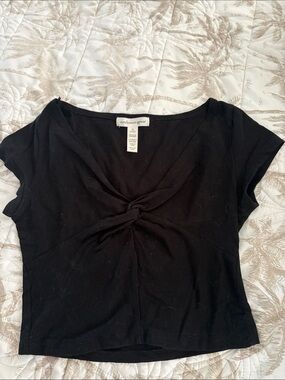 Ambiance Black Short-Sleeve Twist Front Tee